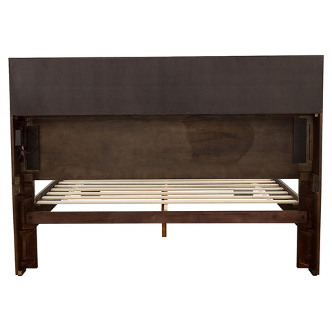Rosalie Wood Queen LED Storage Bookcase Bed CappuccinoCappuccino