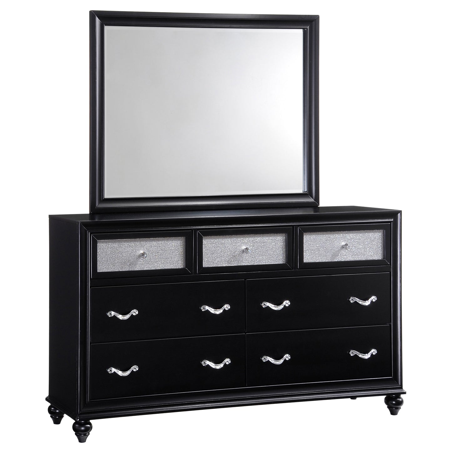 percy 7-drawer dresser with mirror blackblack