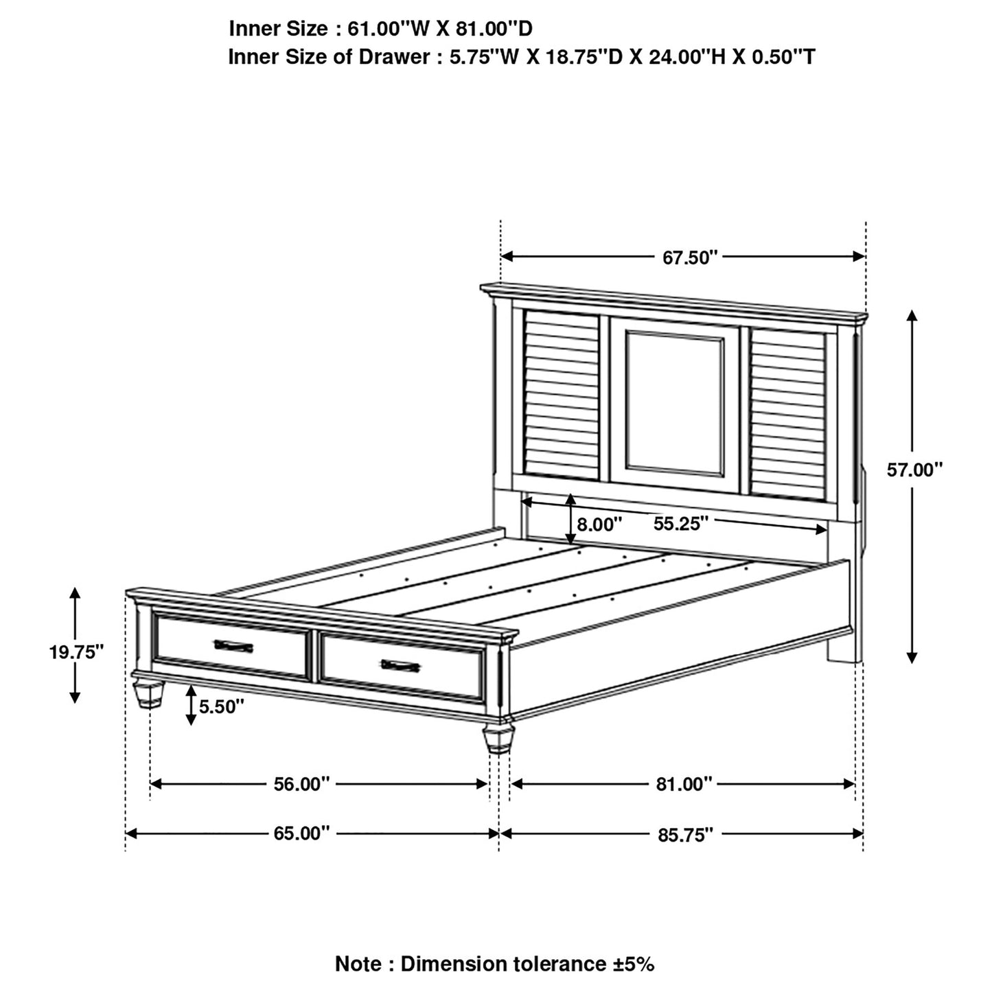 queen storage bed