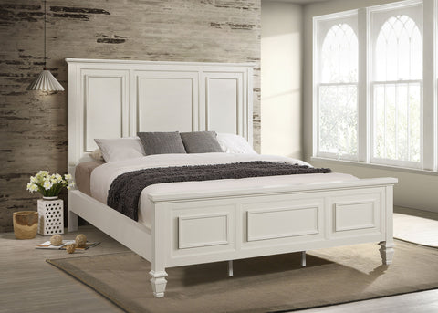Jackie Beach 63-inch California King Panel Bed Cream WhiteCream White