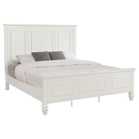 Jackie Beach 63-inch California King Panel Bed Cream WhiteCream White