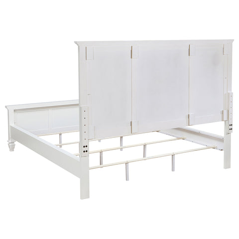 Jackie Beach 63-inch California King Panel Bed Cream WhiteCream White