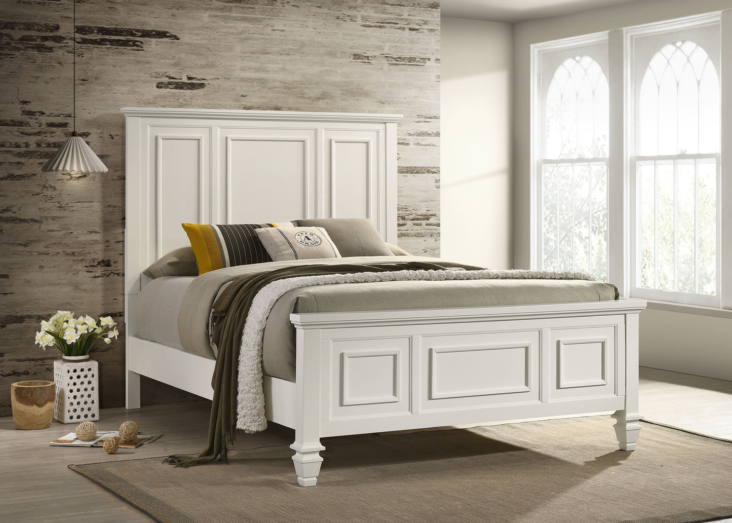 jackie beach wood queen panel bed cream whitecream white