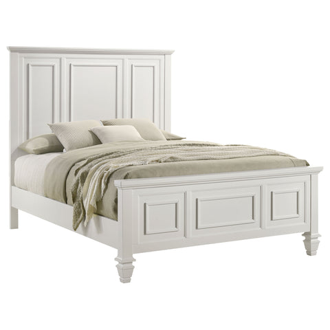 Jackie Beach Wood Queen Panel Bed Cream WhiteCream White