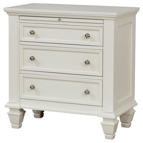 Jackie Beach 3-drawer Nightstand Cream WhiteCream White
