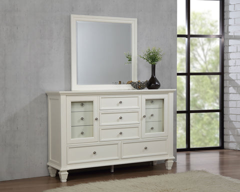 Jackie Beach 11-drawer Dresser with Mirror Cream WhiteCream White
