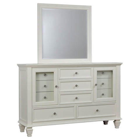 Jackie Beach 11-drawer Dresser with Mirror Cream WhiteCream White