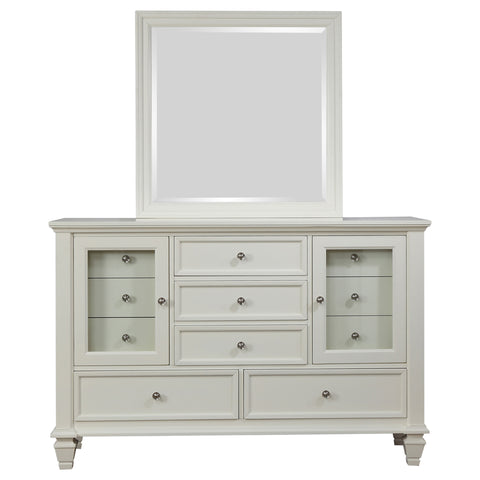 Jackie Beach 11-drawer Dresser with Mirror Cream WhiteCream White