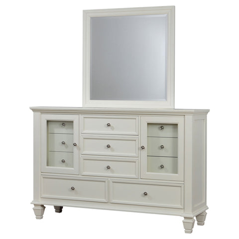 Jackie Beach 11-drawer Dresser with Mirror Cream WhiteCream White