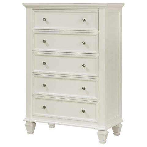 Jackie Beach 5-drawer Bedroom Chest Cream WhiteCream White