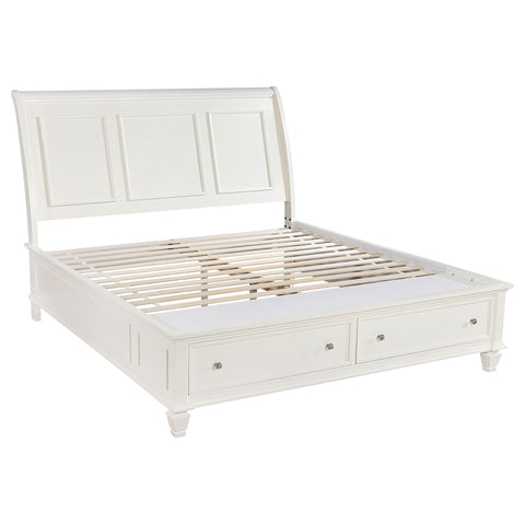 Jackie Beach Wood Eastern King Storage Panel Bed Cream WhiteCream White