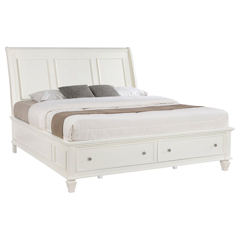 Jackie Beach Wood Eastern King Storage Panel Bed Cream WhiteCream White
