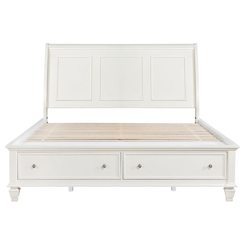Jackie Beach Wood Eastern King Storage Panel Bed Cream WhiteCream White