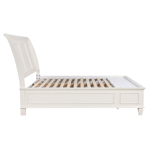 Jackie Beach Wood Eastern King Storage Panel Bed Cream WhiteCream White