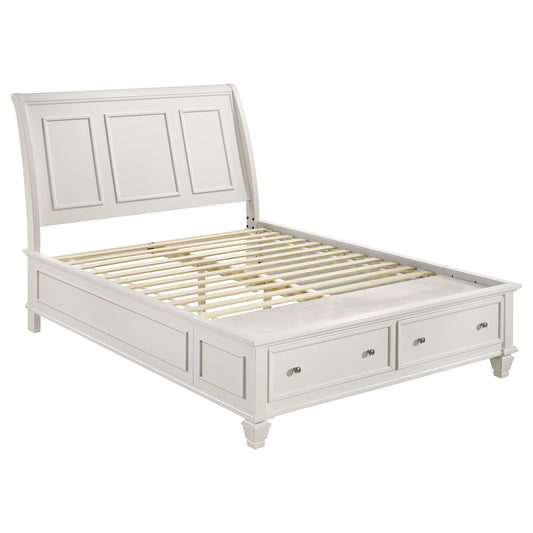 Jackie Beach Wood Queen Storage Panel Bed Cream WhiteCream White