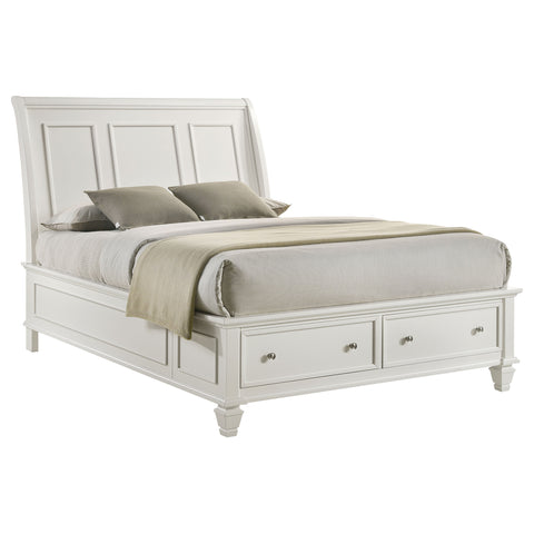 Jackie Beach Wood Queen Storage Panel Bed Cream WhiteCream White