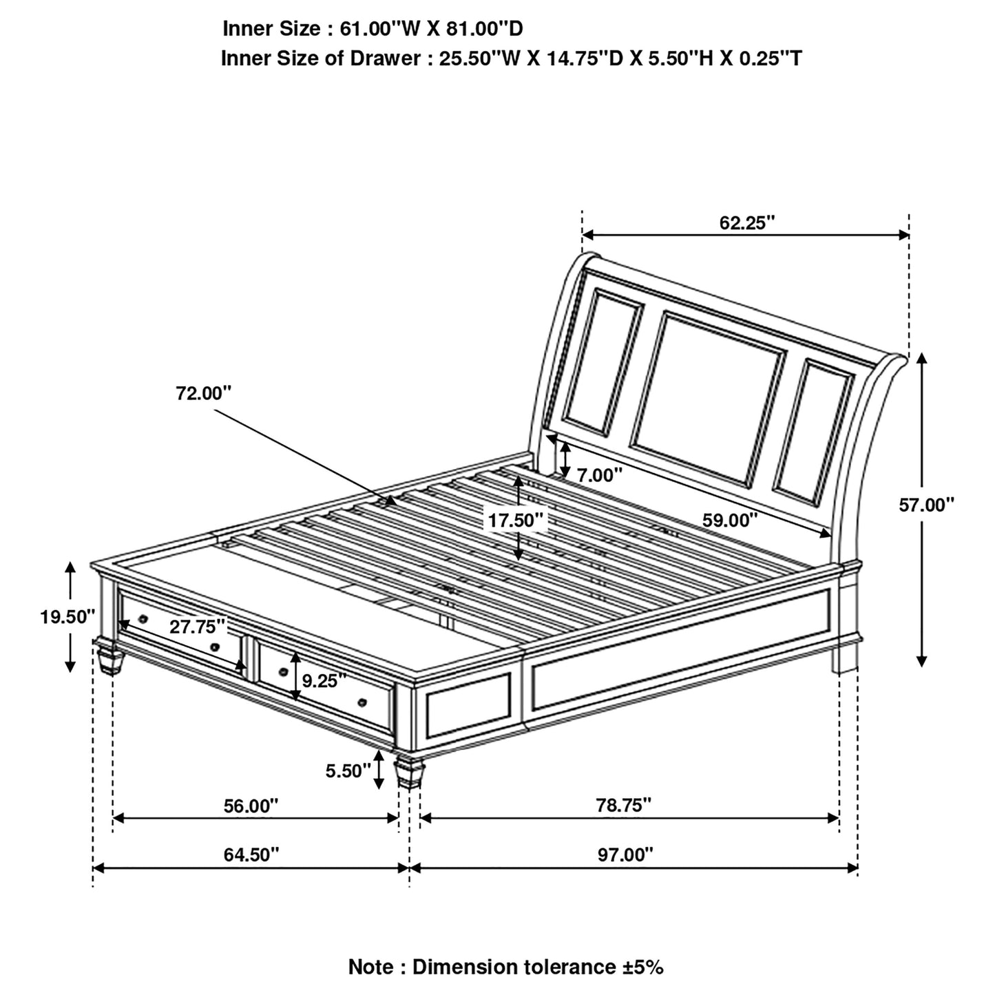 queen storage bed