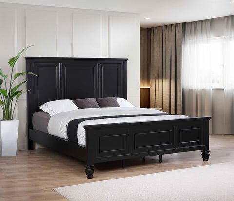 Jackie Beach 63-inch California King Wood Panel Bed BlackBlack