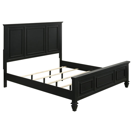 Jackie Beach Wood Queen Panel Bed BlackBlack