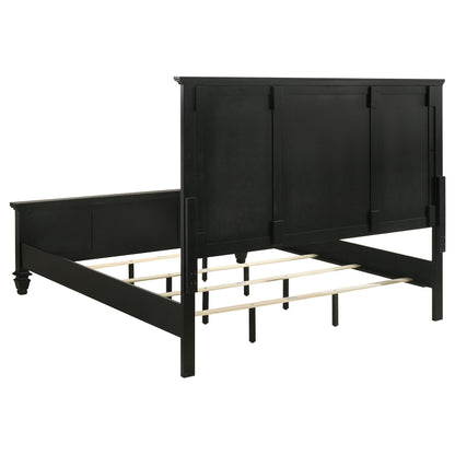 Jackie Beach Wood Queen Panel Bed BlackBlack