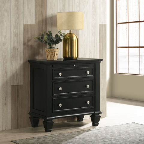 Jackie Beach 3-drawer Nightstand BlackBlack