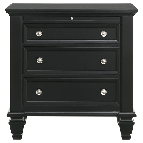 Jackie Beach 3-drawer Nightstand BlackBlack