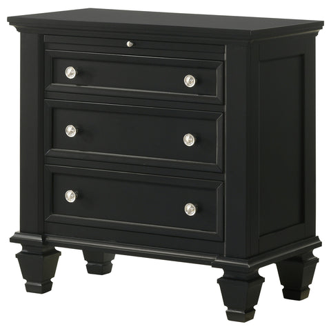 Jackie Beach 3-drawer Nightstand BlackBlack