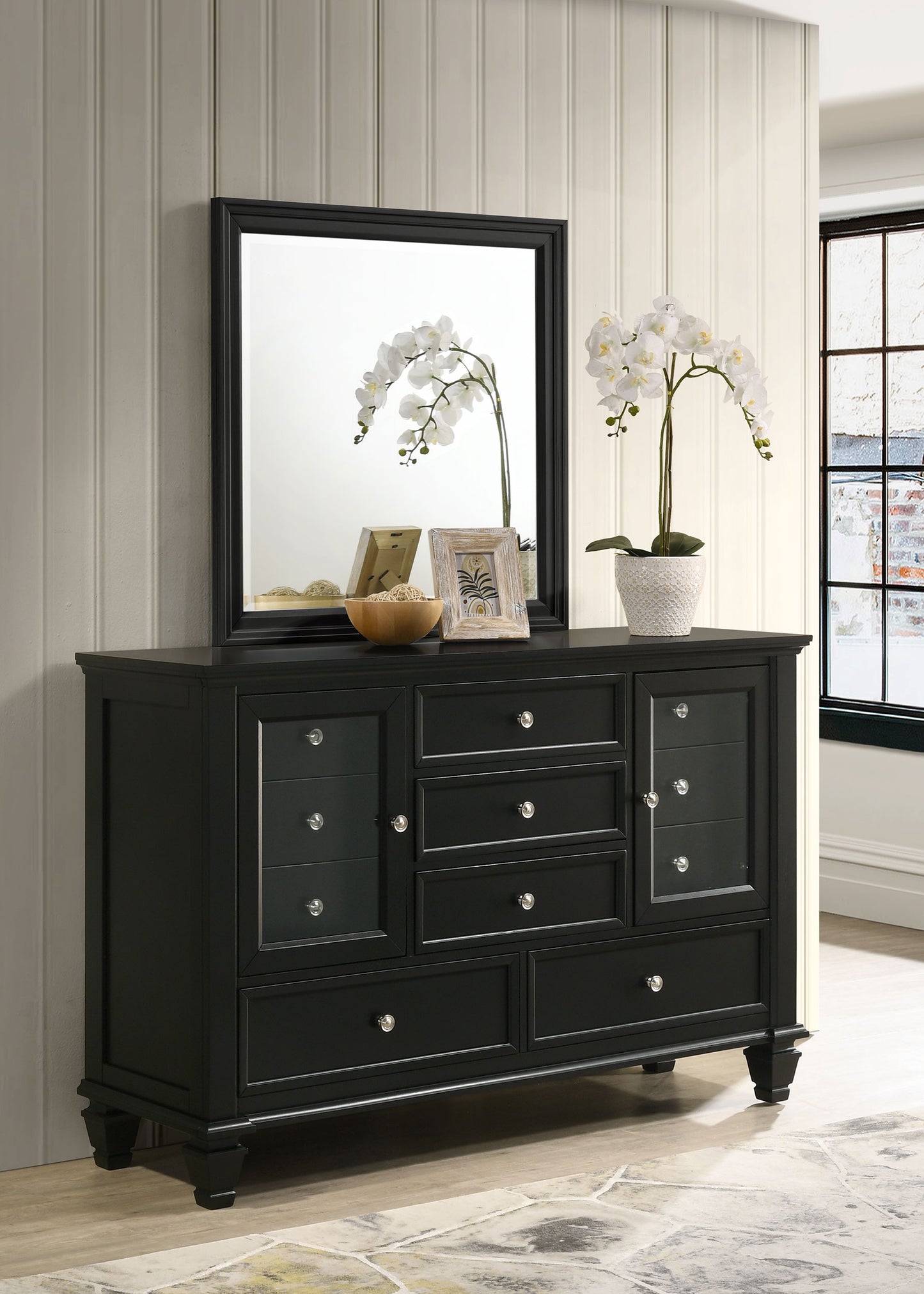 jackie beach 11-drawer dresser with mirror blackblack