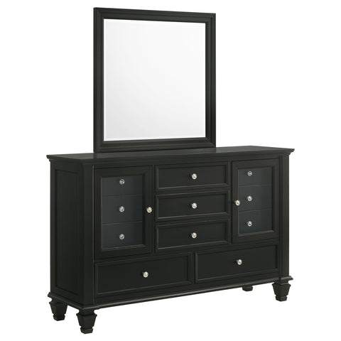 Jackie Beach 11-drawer Dresser with Mirror BlackBlack