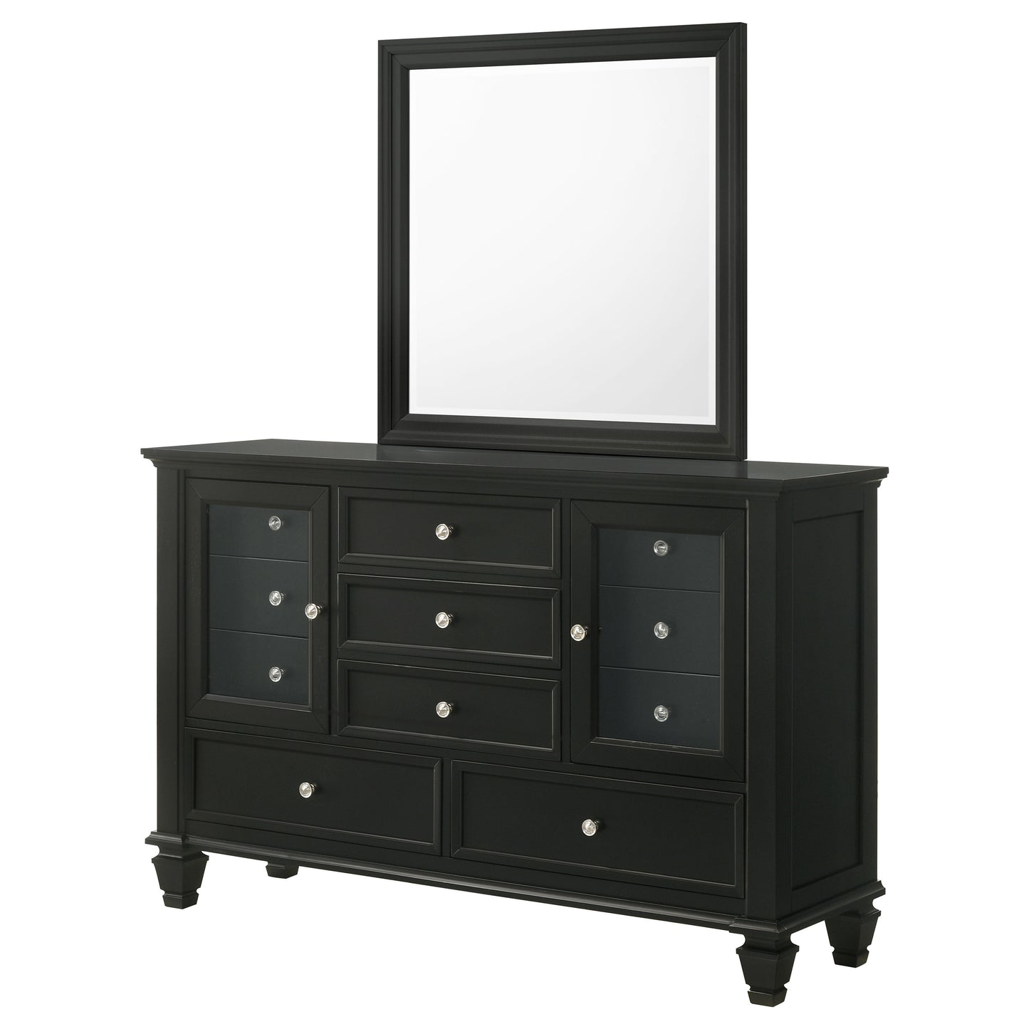jackie beach 11-drawer dresser with mirror blackblack