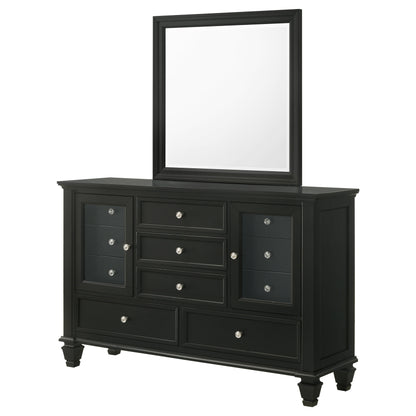 Jackie Beach 11-drawer Dresser with Mirror BlackBlack