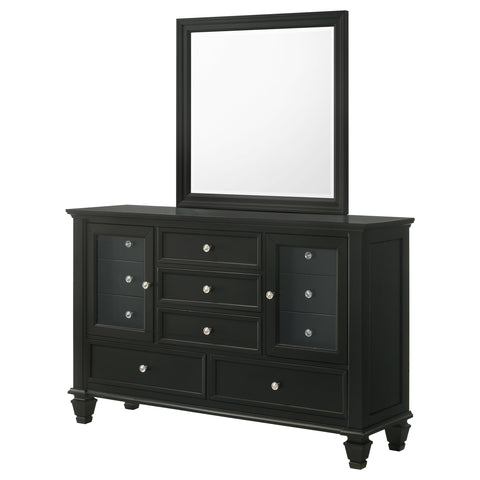 Jackie Beach 11-drawer Dresser with Mirror BlackBlack