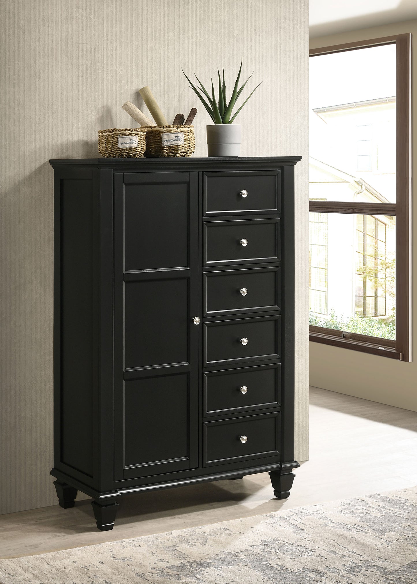 jackie beach 8-drawer door chest blackblack