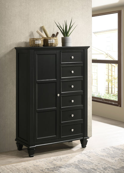 Jackie Beach 8-drawer Door Chest BlackBlack