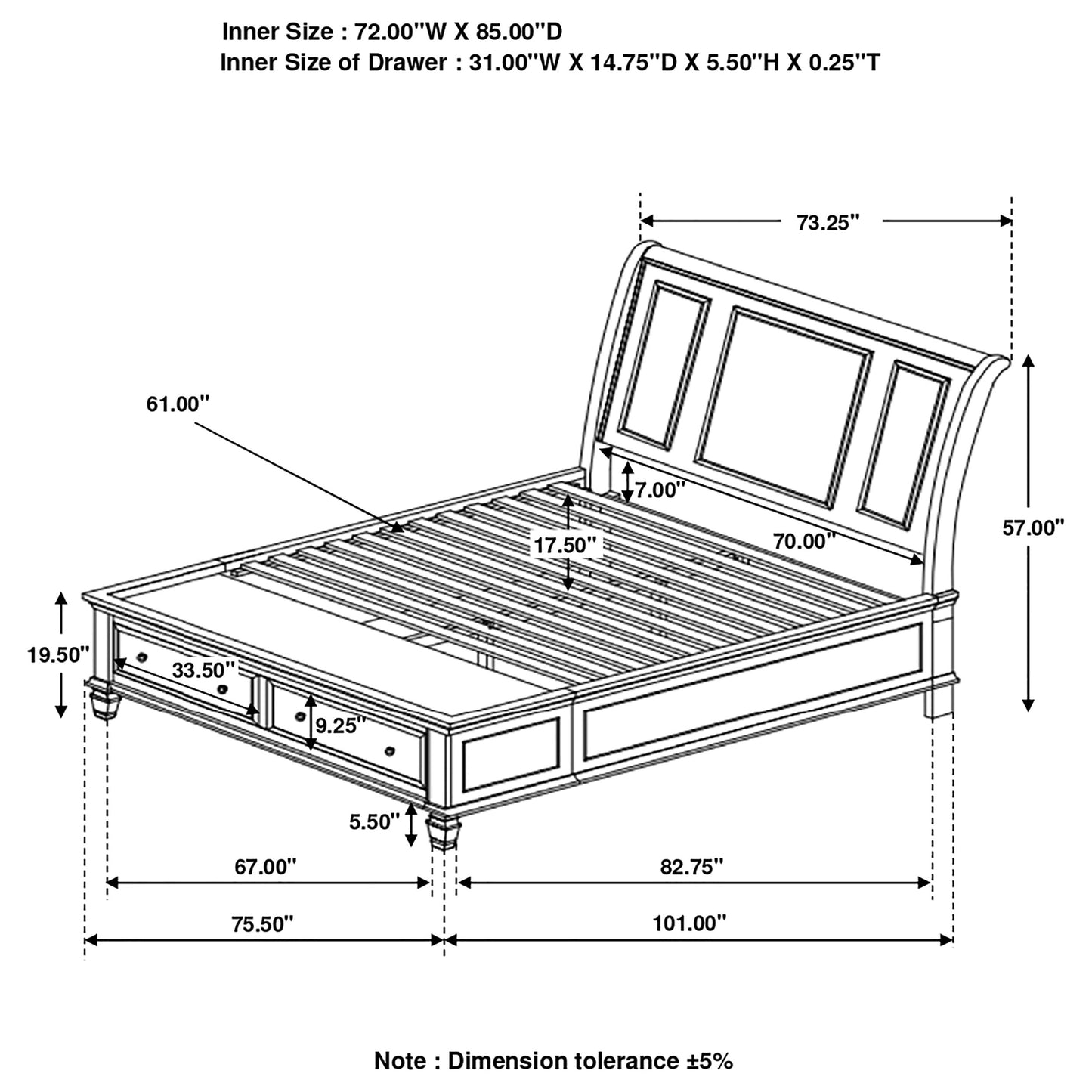 california king storage bed