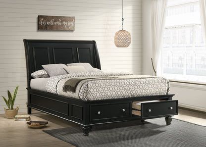 Jackie Beach Wood Queen Storage Panel Bed BlackBlack