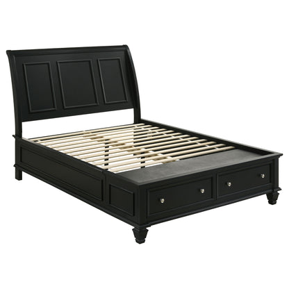 Jackie Beach Wood Queen Storage Panel Bed BlackBlack