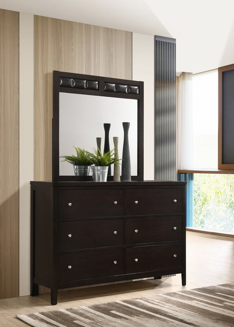 Bradenton 6-drawer Dresser with Mirror CappuccinoCappuccino