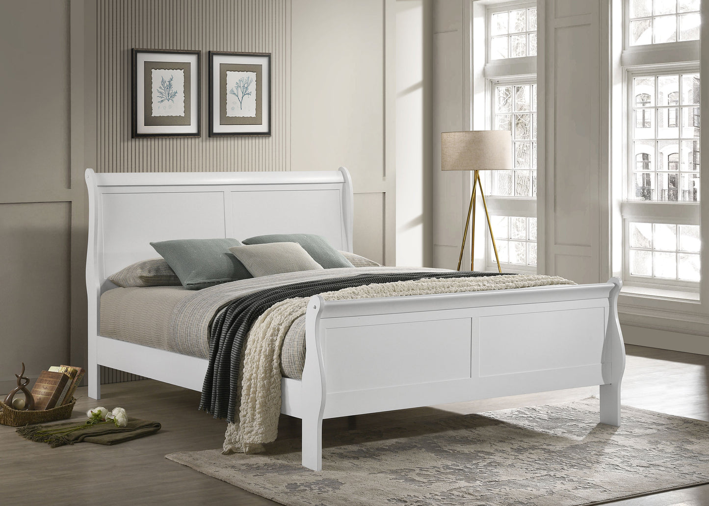 baker philippe 47-inch king sleigh panel bed white