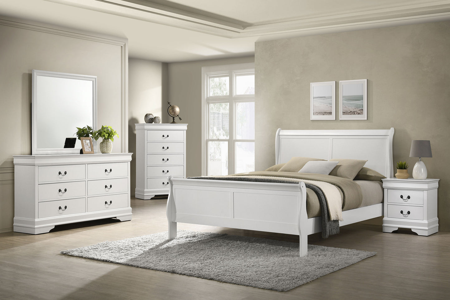 baker philippe 47-inch king sleigh panel bed white