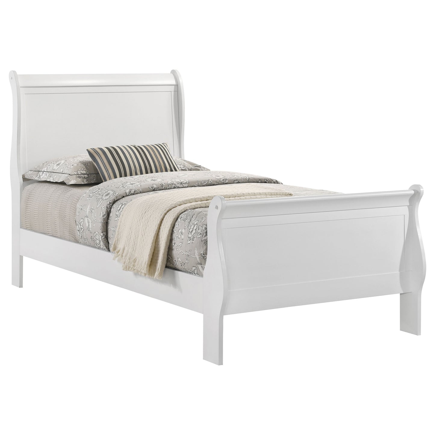 baker philippe 47-inch twin sleigh panel bed white