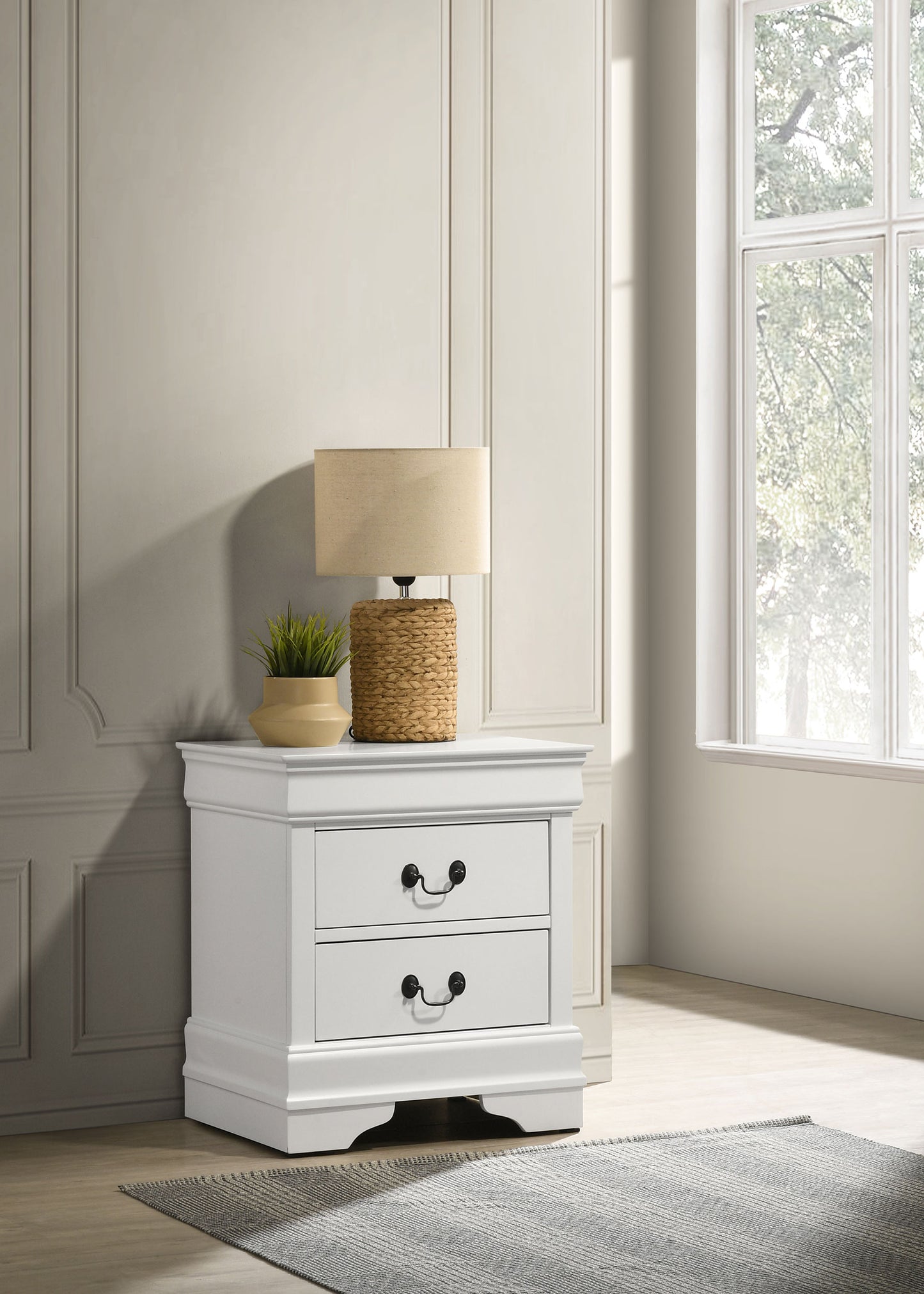 baker philippe 2-drawer nightstand bedside table white