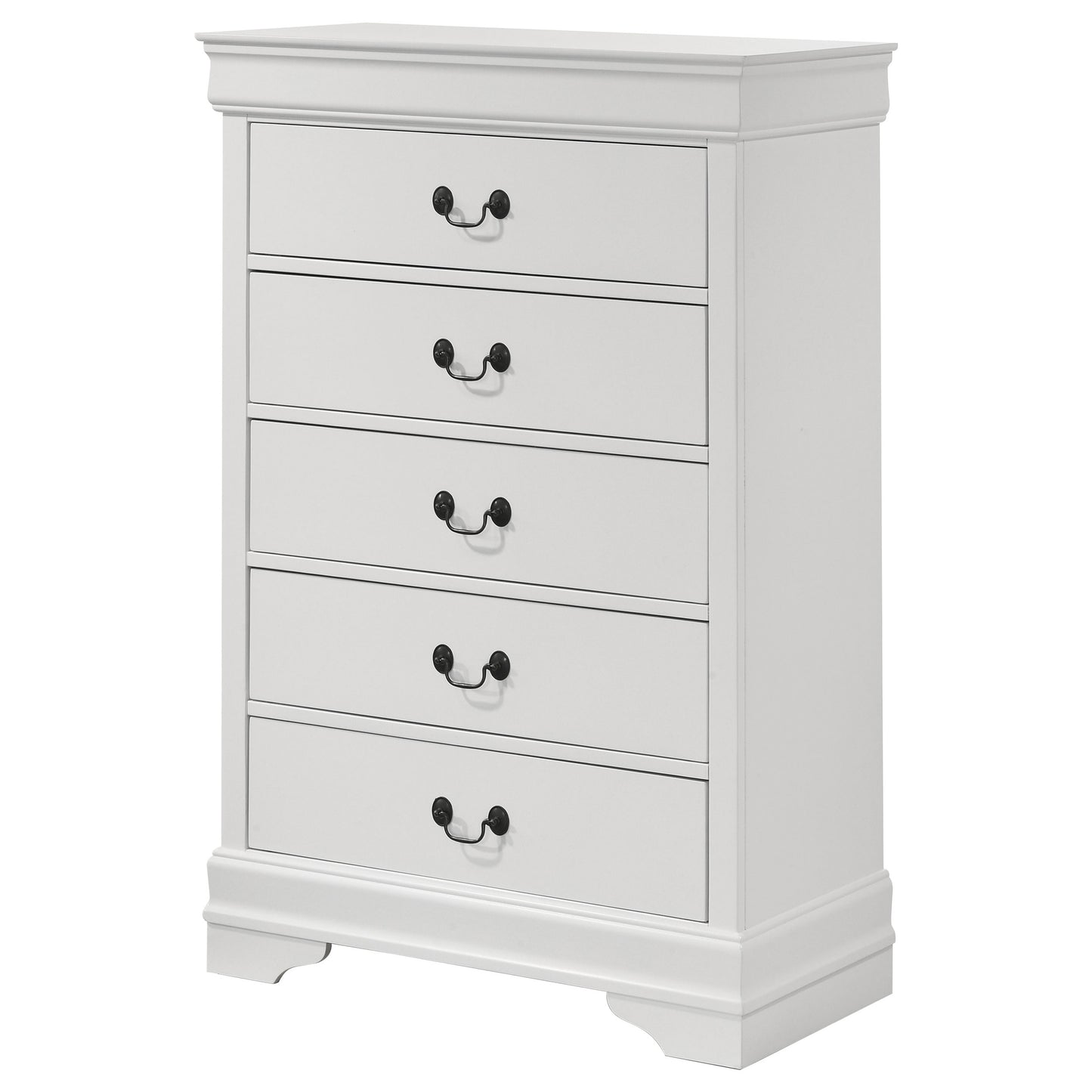 baker philippe 5-drawer bedroom chest white