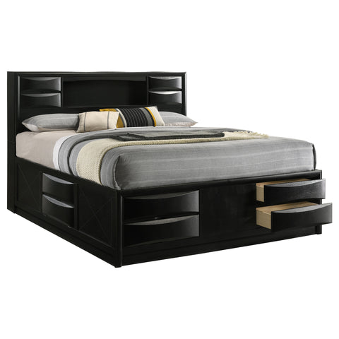 Raul Wood Eastern King Storage Bookcase Bed BlackBlack