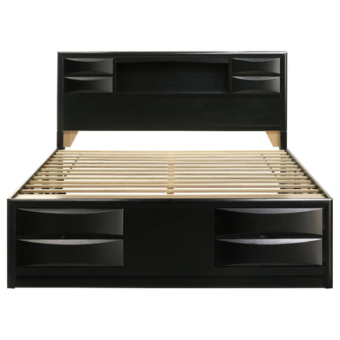 Raul Wood Eastern King Storage Bookcase Bed BlackBlack