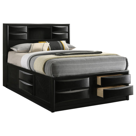 Raul Wood Queen Storage Bookcase Bed BlackBlack