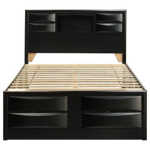Raul Wood Queen Storage Bookcase Bed BlackBlack