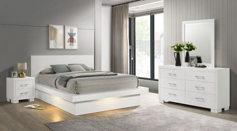 Rosalie 4-piece Eastern King LED Bedroom Set Cream WhiteSnow White