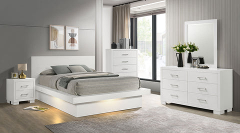 Vicente 5-piece Eastern King LED Bedroom Set Snow White