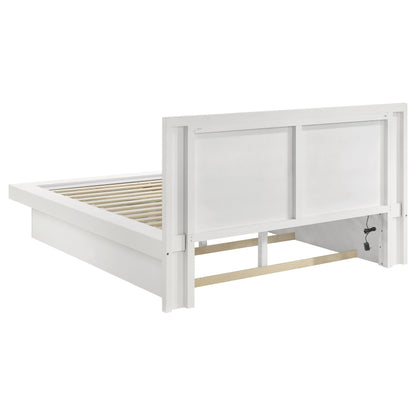 Rosalie Wood Eastern King LED Panel Bed Cream WhiteSnow White